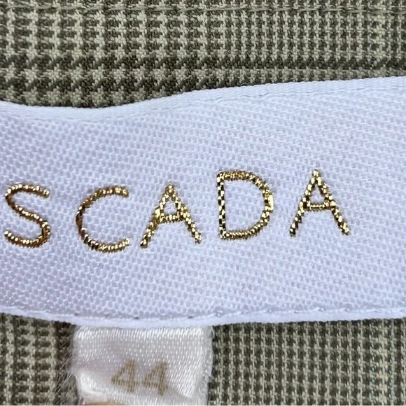Escada Womens Wool Pants Sz 14 Pleated Tapered Leg Plaid Print Preppy Academia